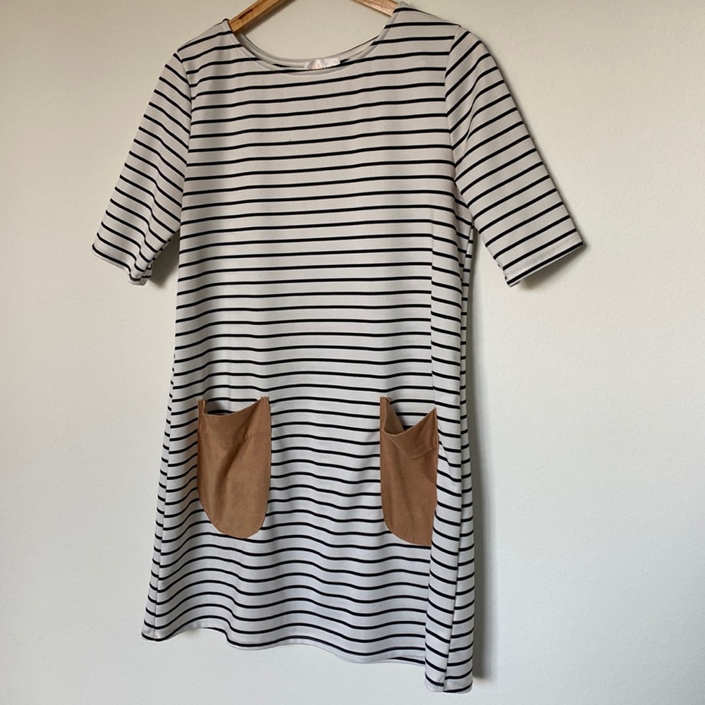 Embrace | Striped Suede Pocket Dress